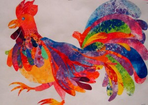 textured-papers-rooster