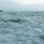 Lake Baikal snow covered turquoise ice