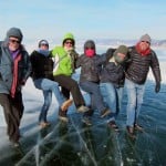 Aussie tourists dancing on Lake Baikal